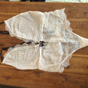 Vintage Gorgeous lace rhinestone thong body suit